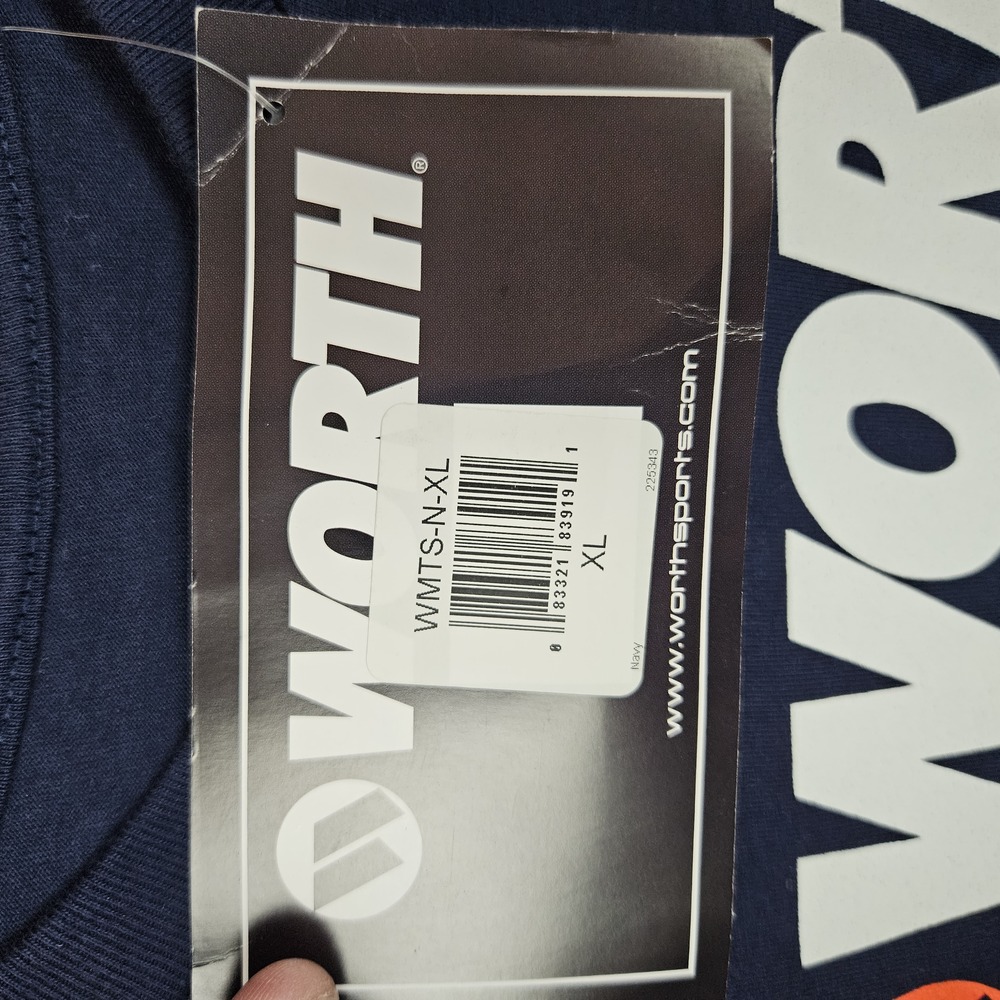 Worth TShirt Mens XL Blue Graphic Logo Crewneck Athletic‎ - Picture 3 of 8